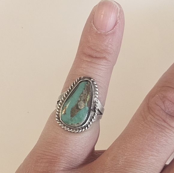 Vintage Fred Harvey Era Royston Turquoise Sterling Silver Navajo Ring Sz 7 - Picture 6 of 8
